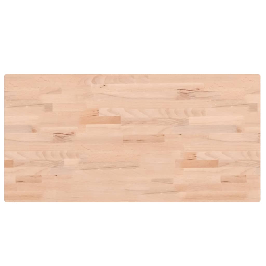 Piano Tavolo 100x50x2,5cm Rettangolare Legno Massello di Faggio - homemem39