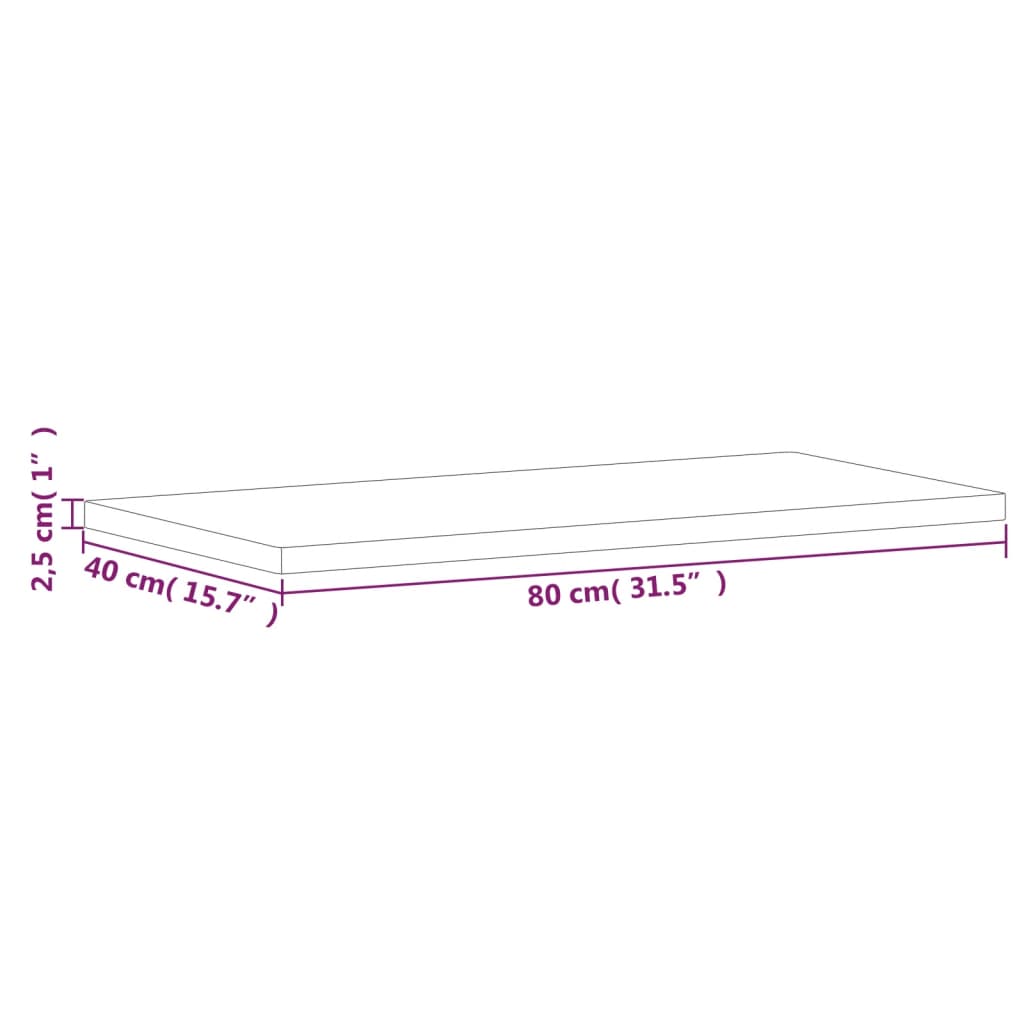 Piano Tavolo 80x40x2,5cm Rettangolare Legno Massello di Faggio | homemem39
