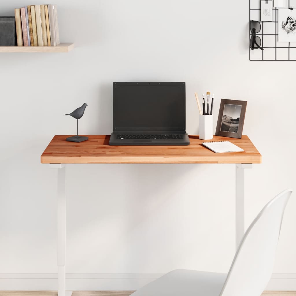 Piano Tavolo 80x40x2,5cm Rettangolare Legno Massello di Faggio | homemem39