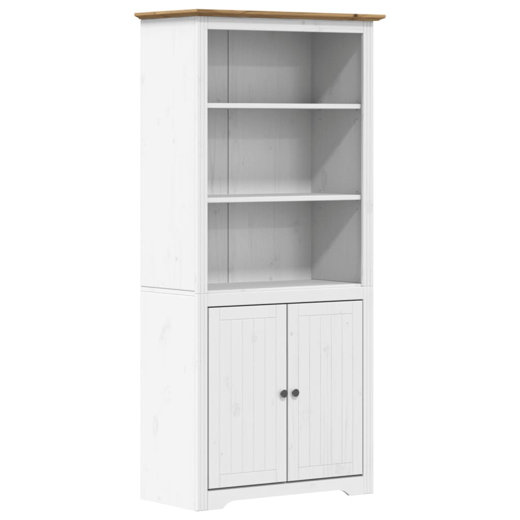 Libreria BODO 82x40x173 cm Legno Massello Pino Bianco e Marrone