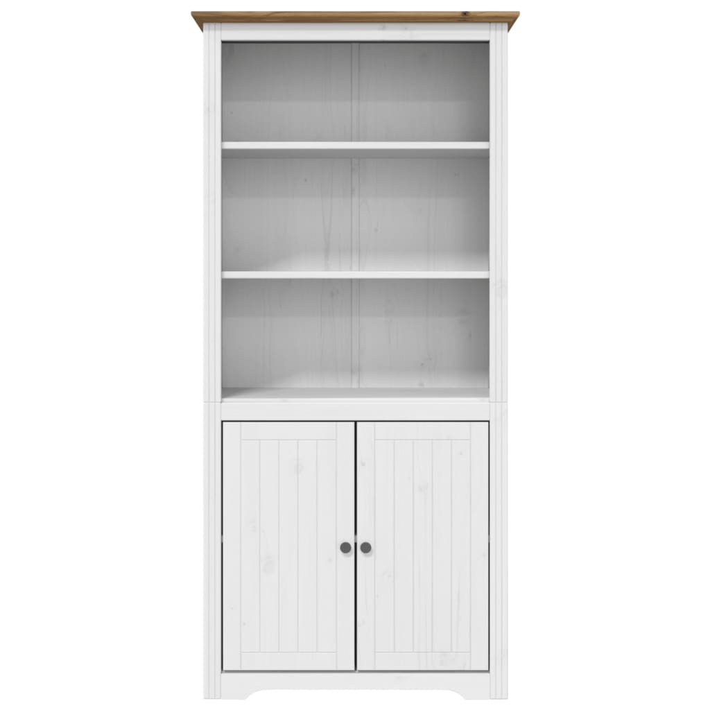 Libreria BODO 82x40x173 cm Legno Massello Pino Bianco e Marrone