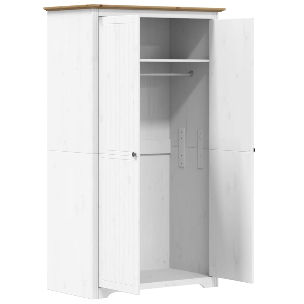 Armadio BODO 99x53,5x173 cm Legno Massello Pino Bianco Marrone | homemem39