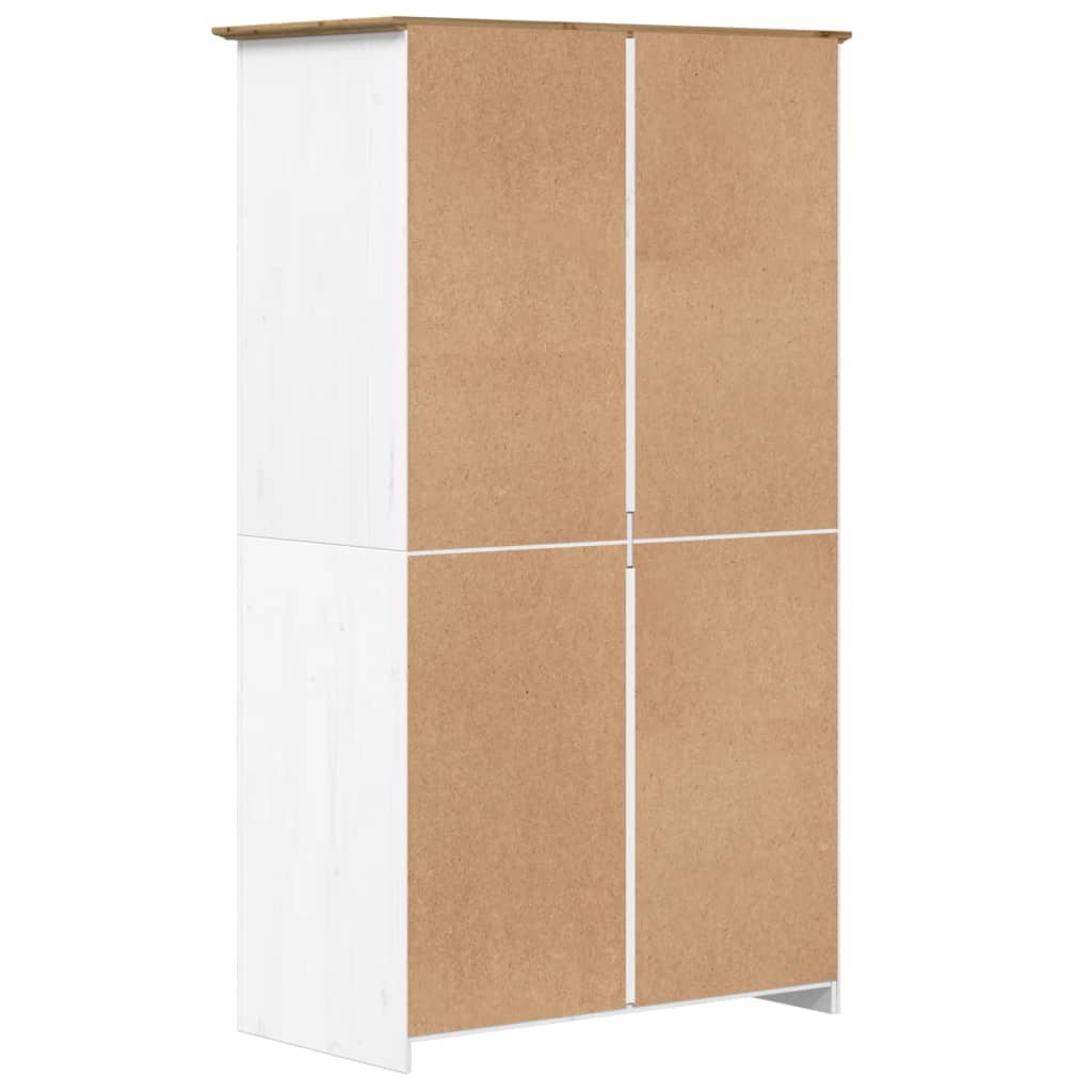 Armadio BODO 99x53,5x173 cm Legno Massello Pino Bianco Marrone
