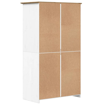 Armadio BODO 99x53,5x173 cm Legno Massello Pino Bianco Marrone