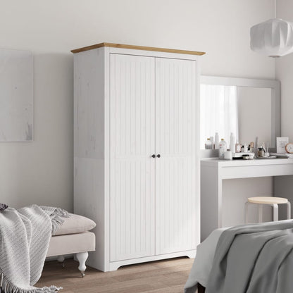 Armadio BODO 99x53,5x173 cm Legno Massello Pino Bianco Marrone