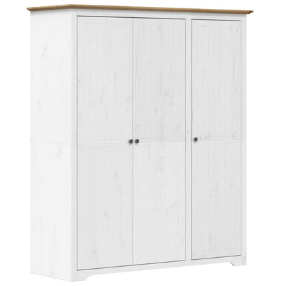 Armadio BODO 146x53,5x173 cm Legno Massello Pino Bianco Marrone