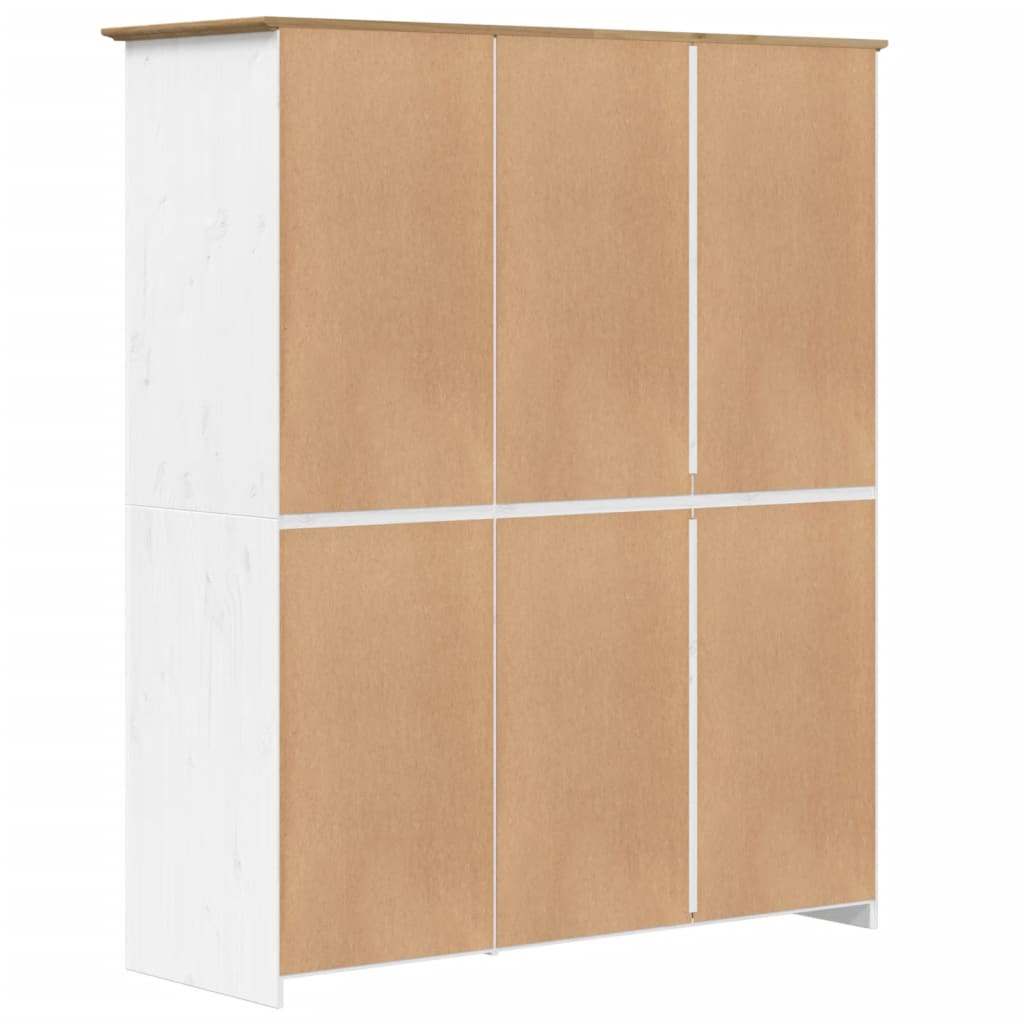 Armadio BODO 146x53,5x173 cm Legno Massello Pino Bianco Marrone | homemem39