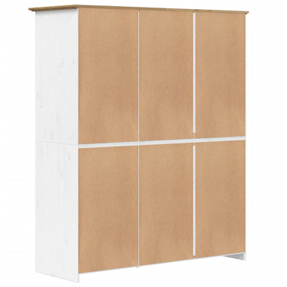 Armadio BODO 146x53,5x173 cm Legno Massello Pino Bianco Marrone | homemem39