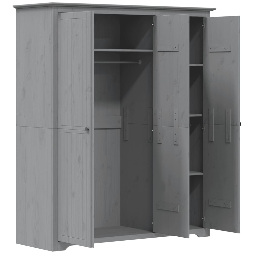Armadio BODO 146x53,5x173 cm in Legno Massello di Pino Grigio | homemem39