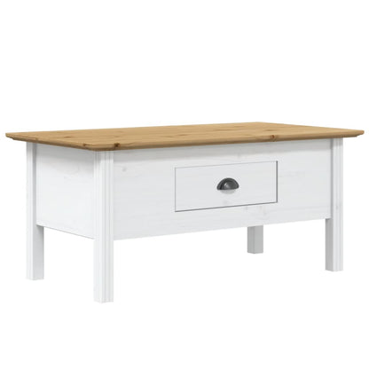 Tavolino BODO 100x55x46 cm Legno Massello Pino Bianco e Marrone | homemem39