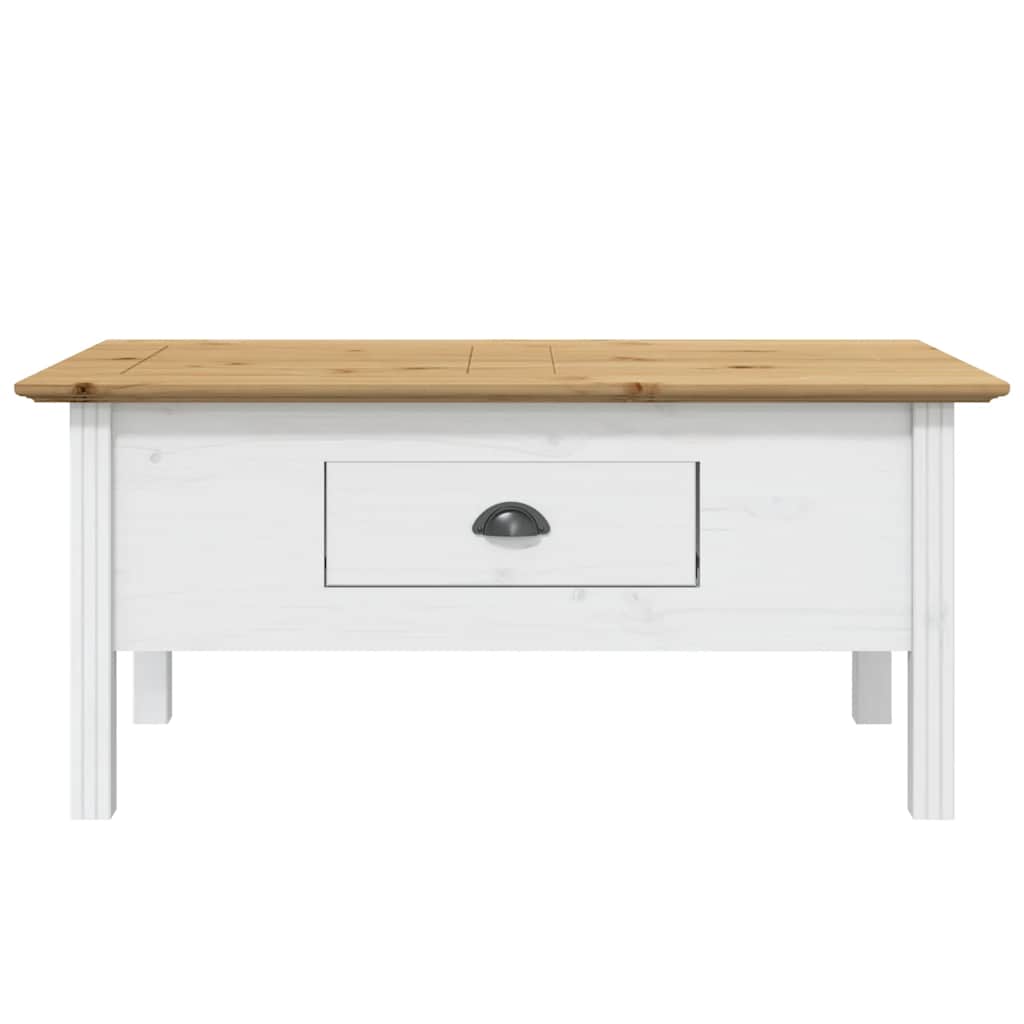 Tavolino BODO 100x55x46 cm Legno Massello Pino Bianco e Marrone | homemem39