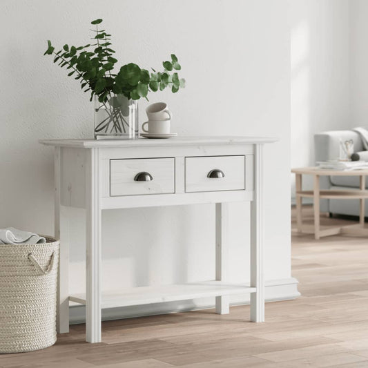 Tavolo Consolle BODO 91x35x74 cm Legno Massello Pino Bianco | homemem39