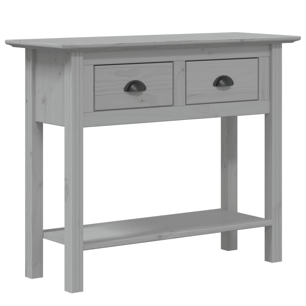 Tavolo Consolle BODO 91x35x74 cm Legno Massello Pino Grigio
