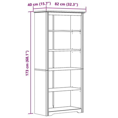 Libreria BODO 5 Ripiani 82x40x173 cm Legno Massello Pino Bianco | homemem39