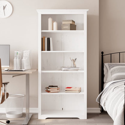 Libreria BODO 5 Ripiani 82x40x173 cm Legno Massello Pino Bianco | homemem39