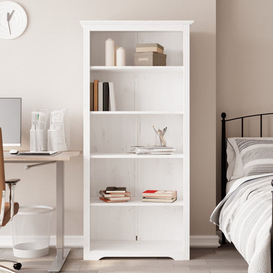 Libreria BODO 5 Ripiani 82x40x173 cm Legno Massello Pino Bianco | homemem39