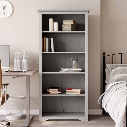 Libreria BODO 5 Ripiani 82x40x173 cm Legno Massello Pino Grigia | homemem39
