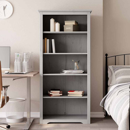 Libreria BODO 5 Ripiani 82x40x173 cm Legno Massello Pino Grigia | homemem39