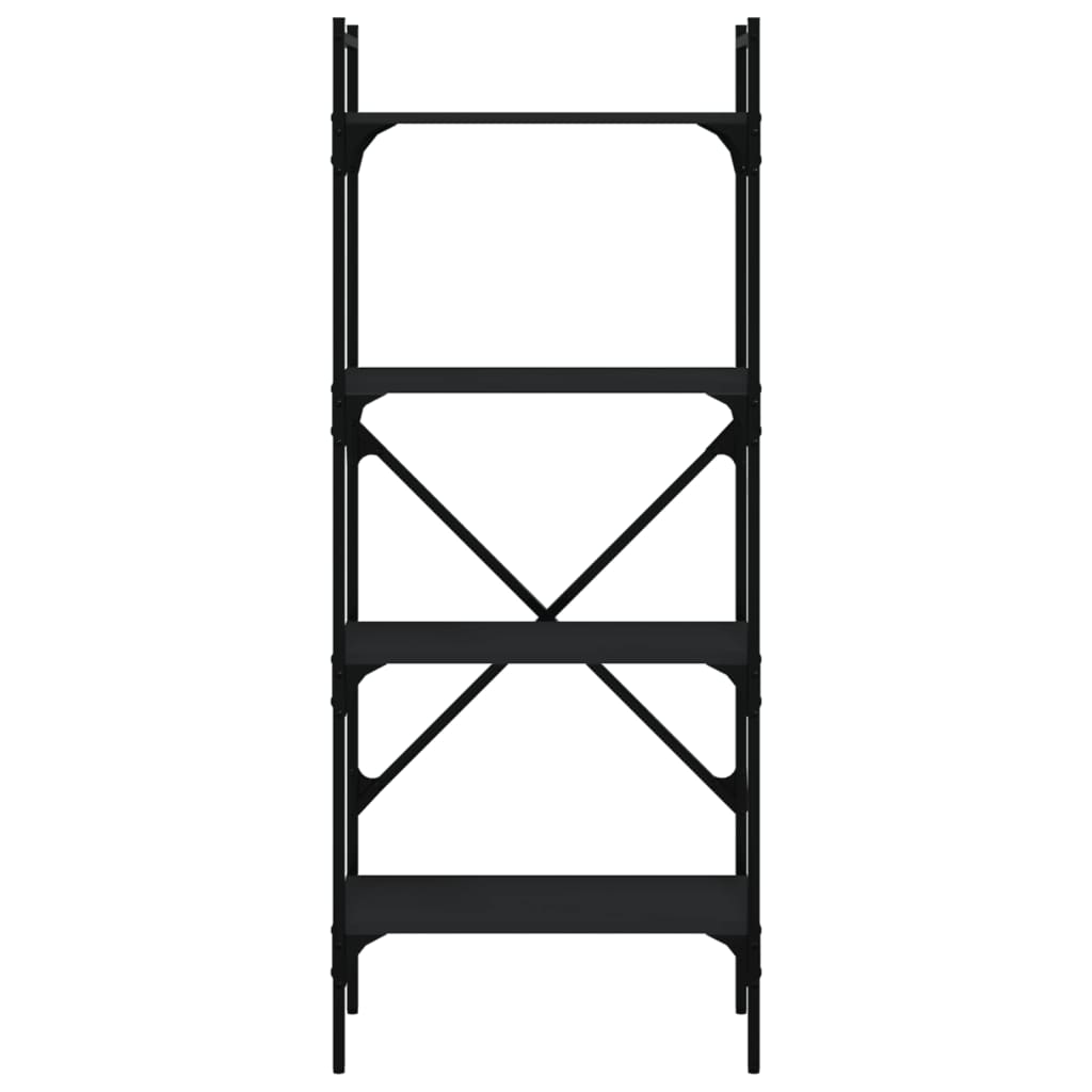 Libreria 4 Ripiani Nera 56x31,5x138,5 cm Legno Multistrato | homemem39