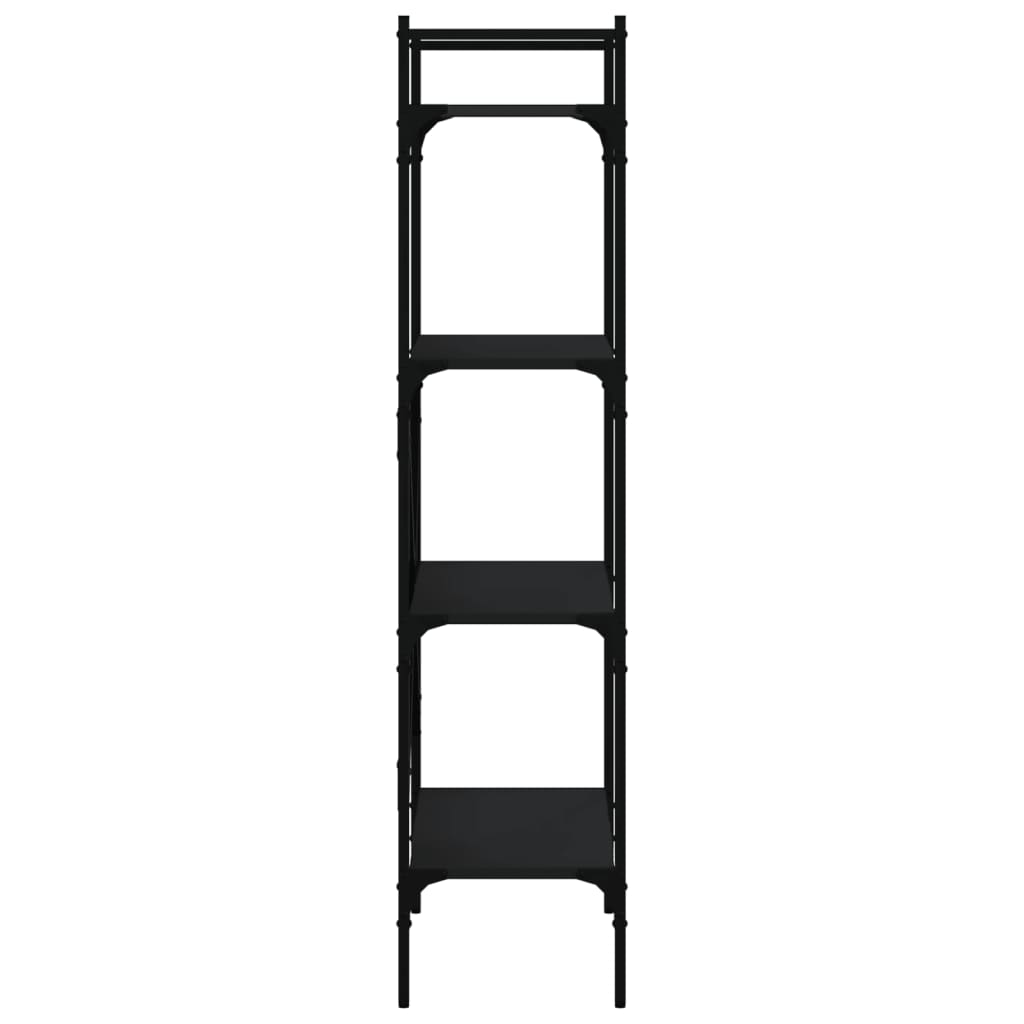 Libreria 4 Ripiani Nera 56x31,5x138,5 cm Legno Multistrato | homemem39
