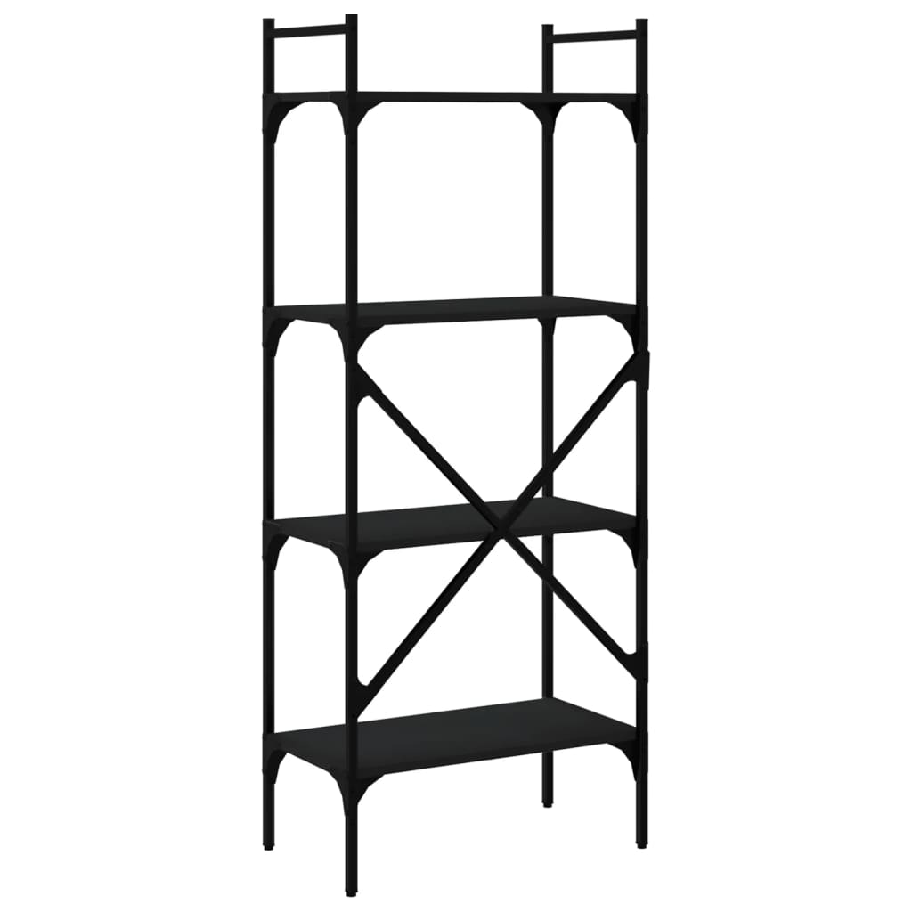 Libreria 4 Ripiani Nera 56x31,5x138,5 cm Legno Multistrato | homemem39