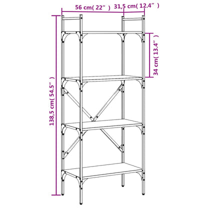 Libreria Rovere Fumo 4 Ripiani 56x31,5x138,5 cm Multistrato | homemem39