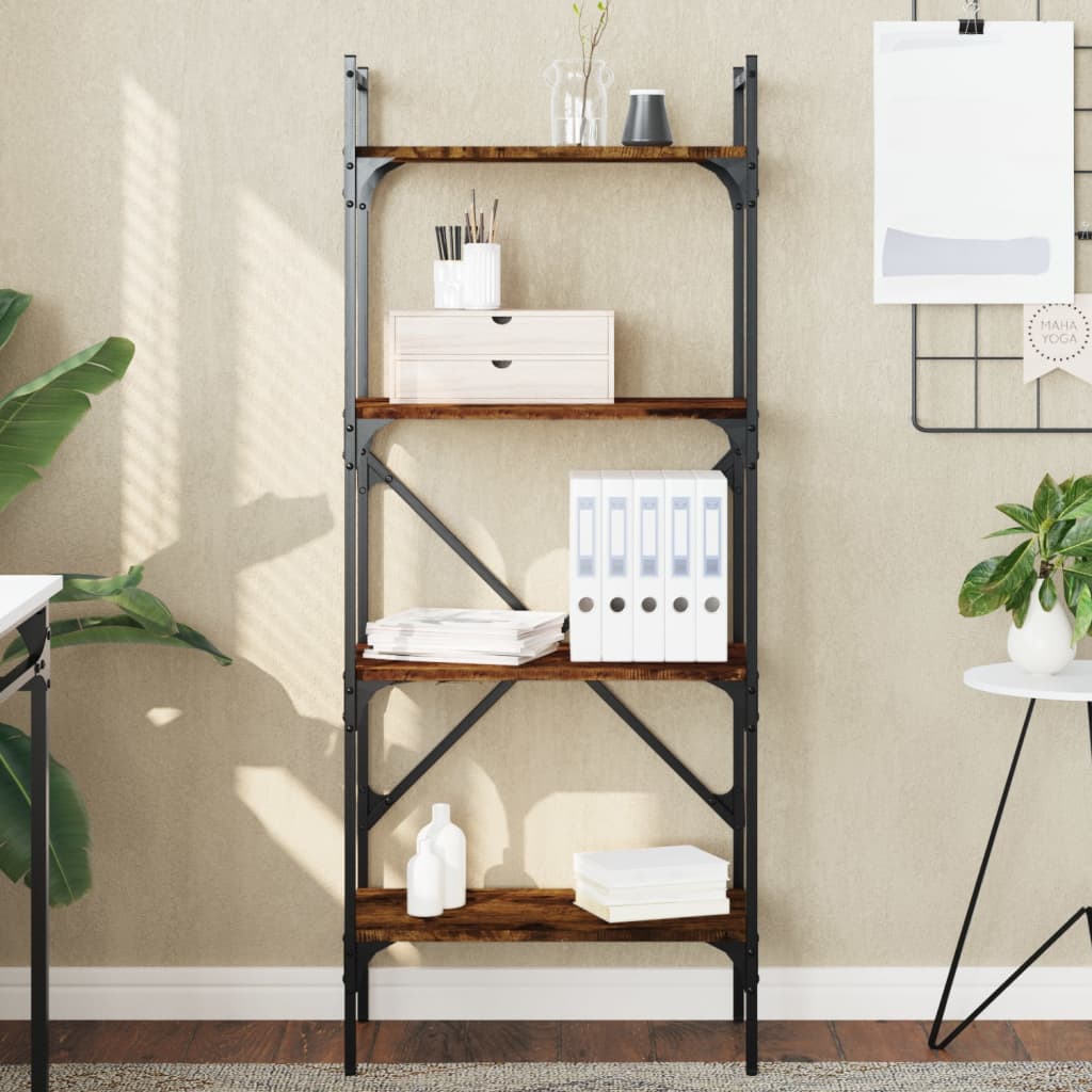 Libreria Rovere Fumo 4 Ripiani 56x31,5x138,5 cm Multistrato | homemem39