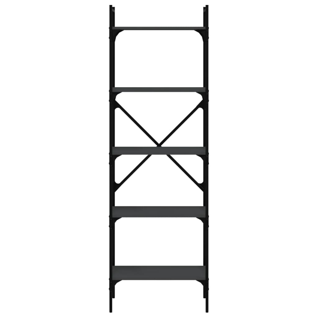 Libreria Nera 5 Ripiani 56x31,5x174 cm Legno Multistrato | homemem39