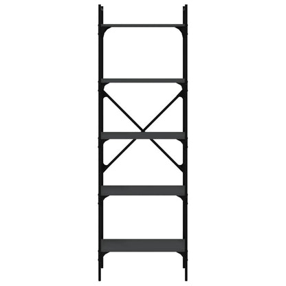 Libreria Nera 5 Ripiani 56x31,5x174 cm Legno Multistrato | homemem39