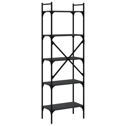 Libreria Nera 5 Ripiani 56x31,5x174 cm Legno Multistrato | homemem39