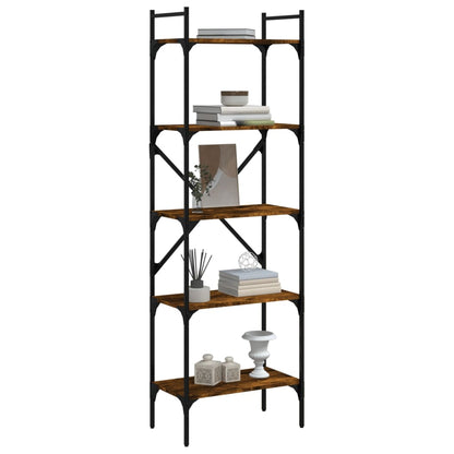 Libreria Rovere Fumo 5 Ripiani 56x31,5x174 cm Legno Multistrato