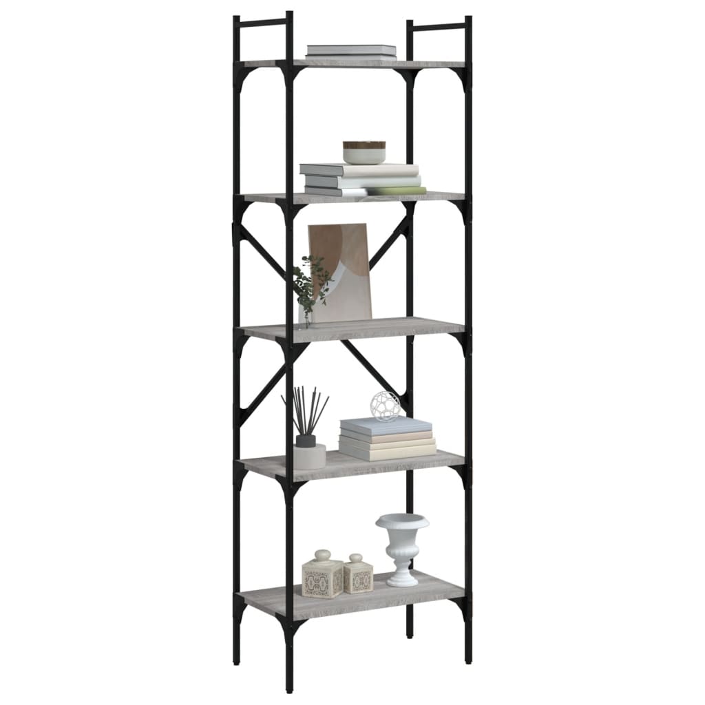 Libreria Grigio Sonoma 5 Ripiani 56x31,5x174 cm Multistrato | homemem39