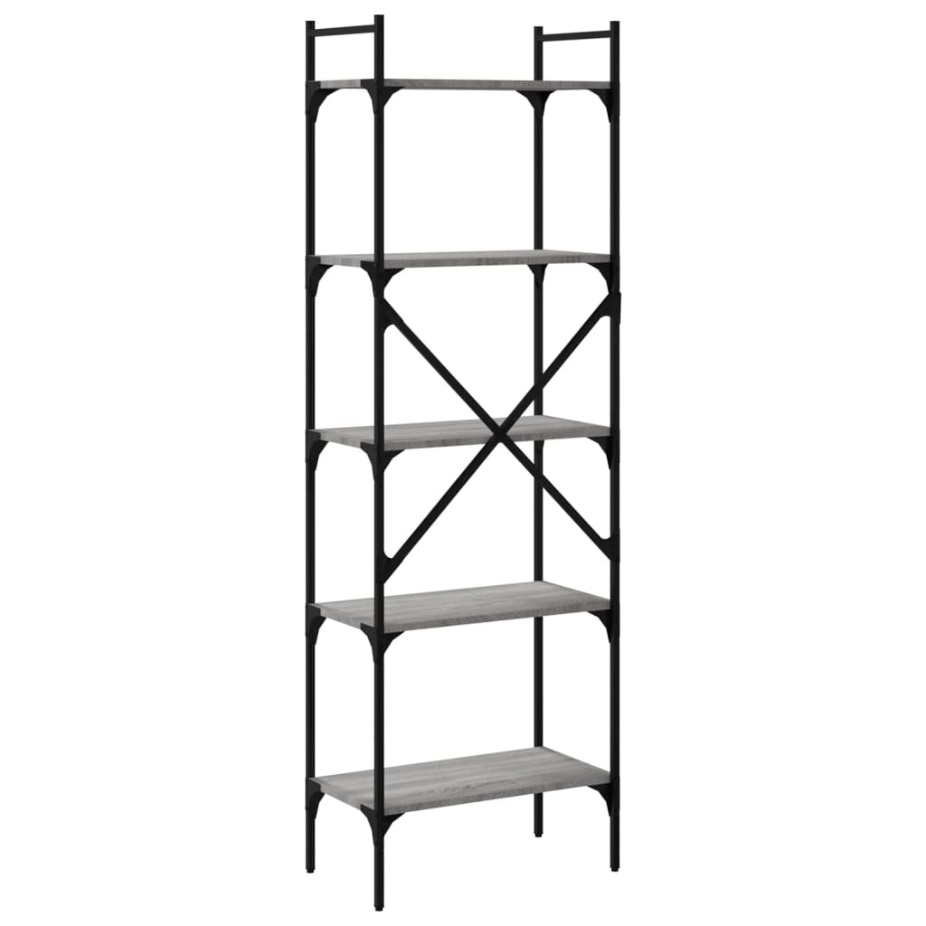 Libreria Grigio Sonoma 5 Ripiani 56x31,5x174 cm Multistrato | homemem39