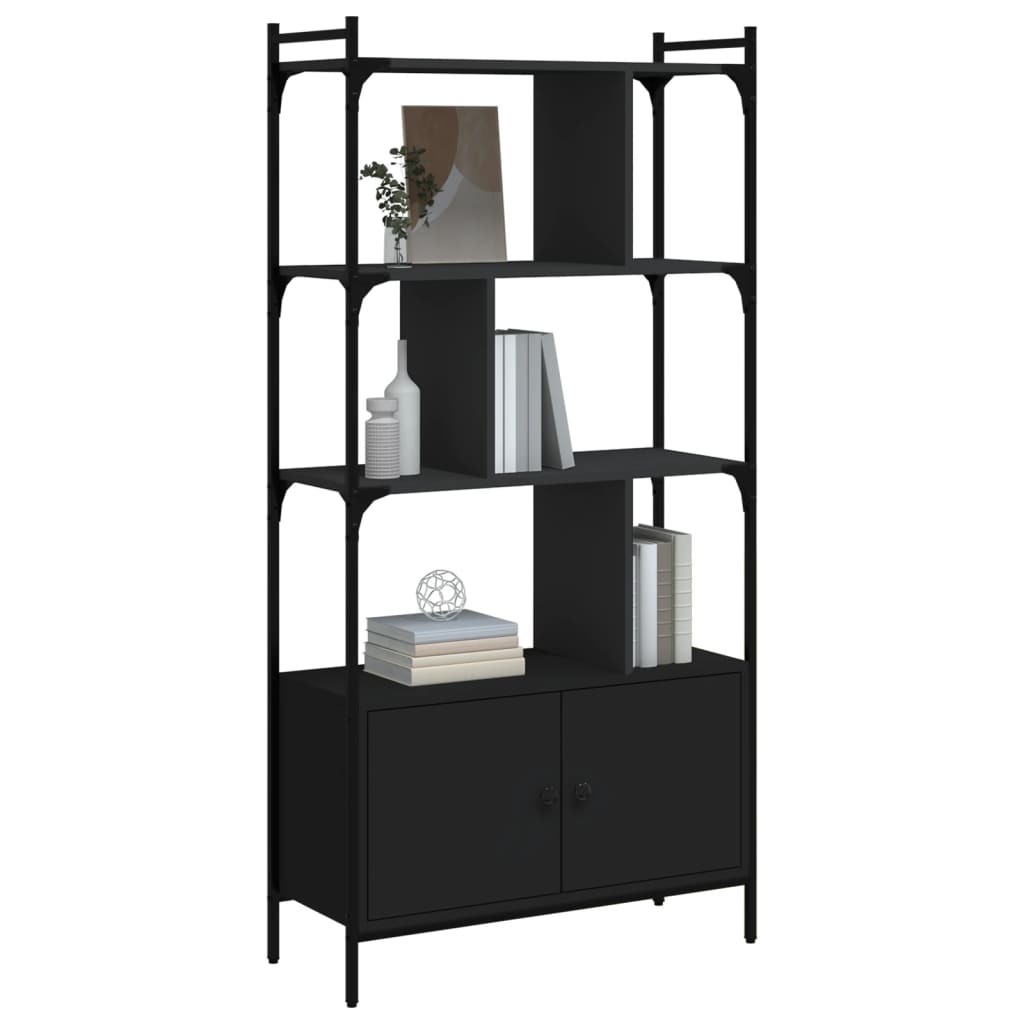 Libreria con Ante Nera 76,5x30x154,5 cm Legno Multistrato