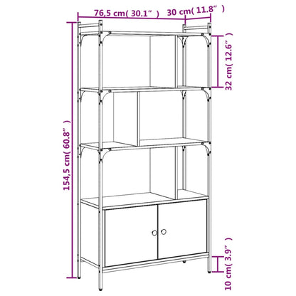 Libreria con Ante Nera 76,5x30x154,5 cm Legno Multistrato