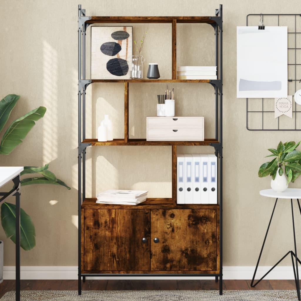 Libreria con Ante Rovere Fumo 76,5x30x154,5cm Legno Multistrato | homemem39