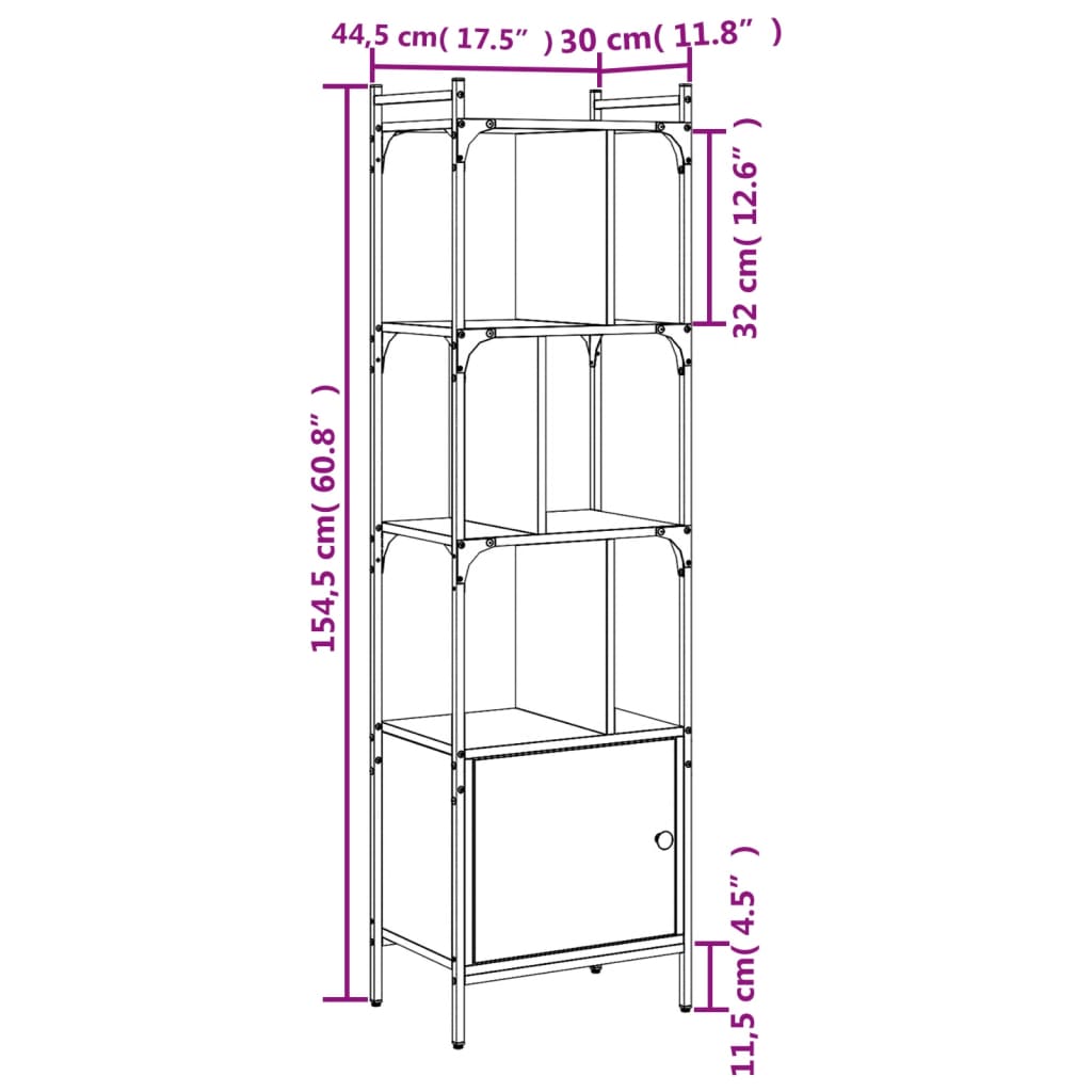 Libreria Anta Grigio Sonoma 44,5x30x154,5 cm Legno Multistrato | homemem39