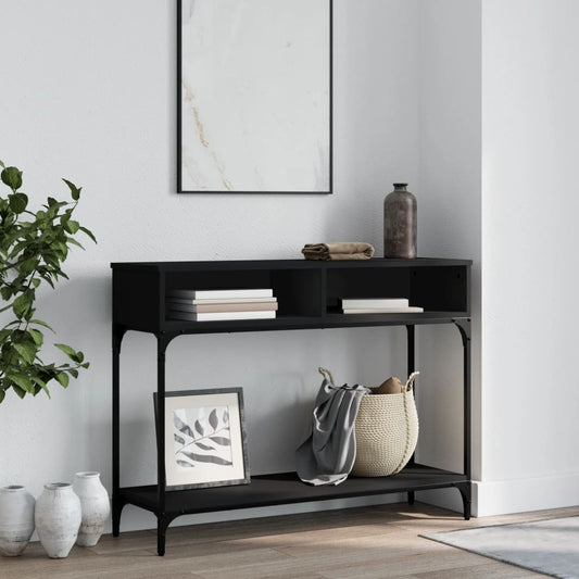 Tavolino Consolle Nero 100x30,5x75 cm in Legno Multistrato | homemem39