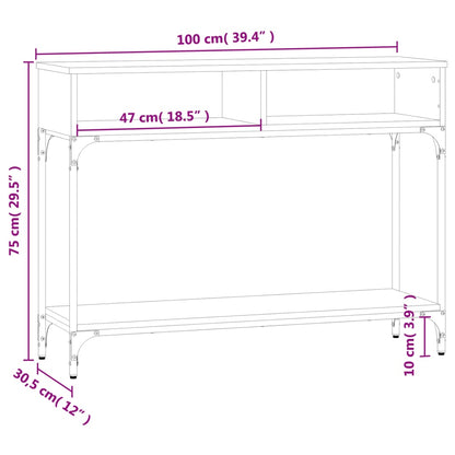 Tavolino Consolle Grigio Sonoma 100x30,5x75cm Legno Multistrato