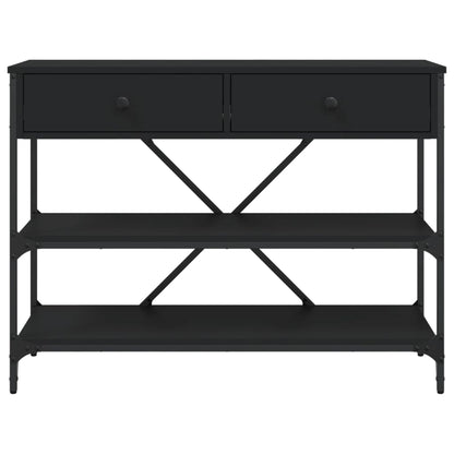Tavolino Consolle con Cassetti e Ripiani Nero Legno Multistrato | homemem39