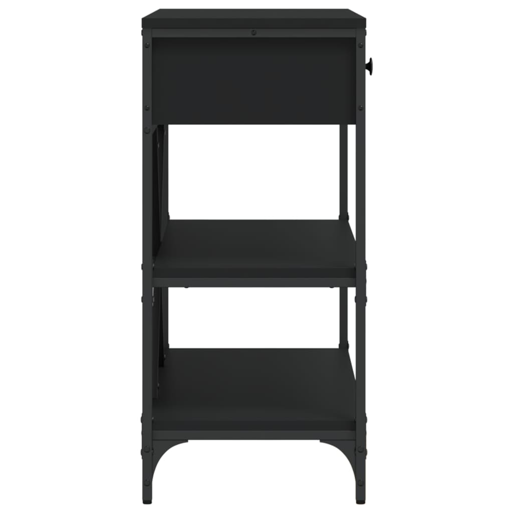 Tavolino Consolle con Cassetti e Ripiani Nero Legno Multistrato - homemem39