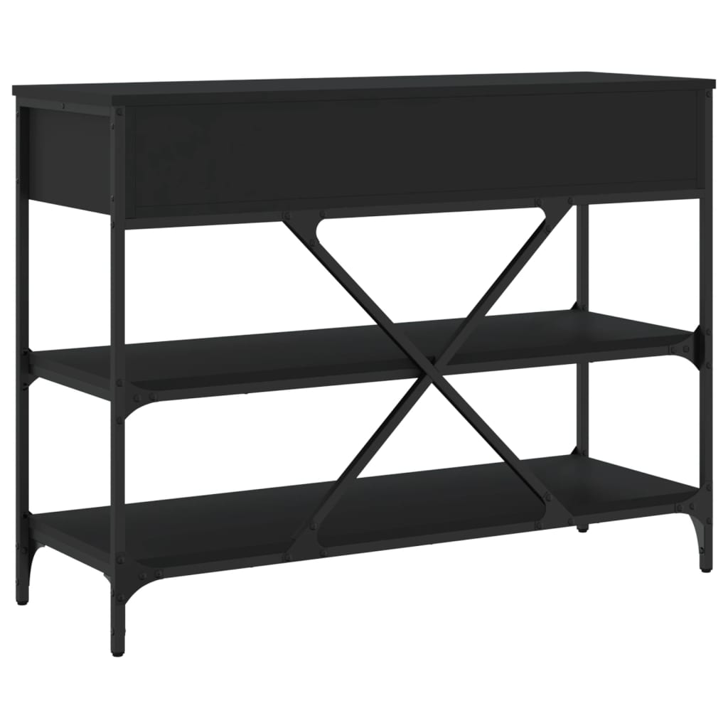 Tavolino Consolle con Cassetti e Ripiani Nero Legno Multistrato | homemem39