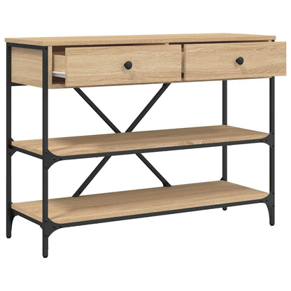 Tavolino Consolle Cassetti e Ripiani Rovere Sonoma Multistrato