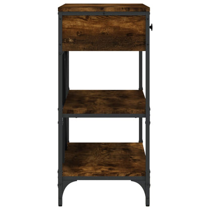 Tavolino Consolle Cassetti e Ripiani Rovere Fumo Multistrato - homemem39