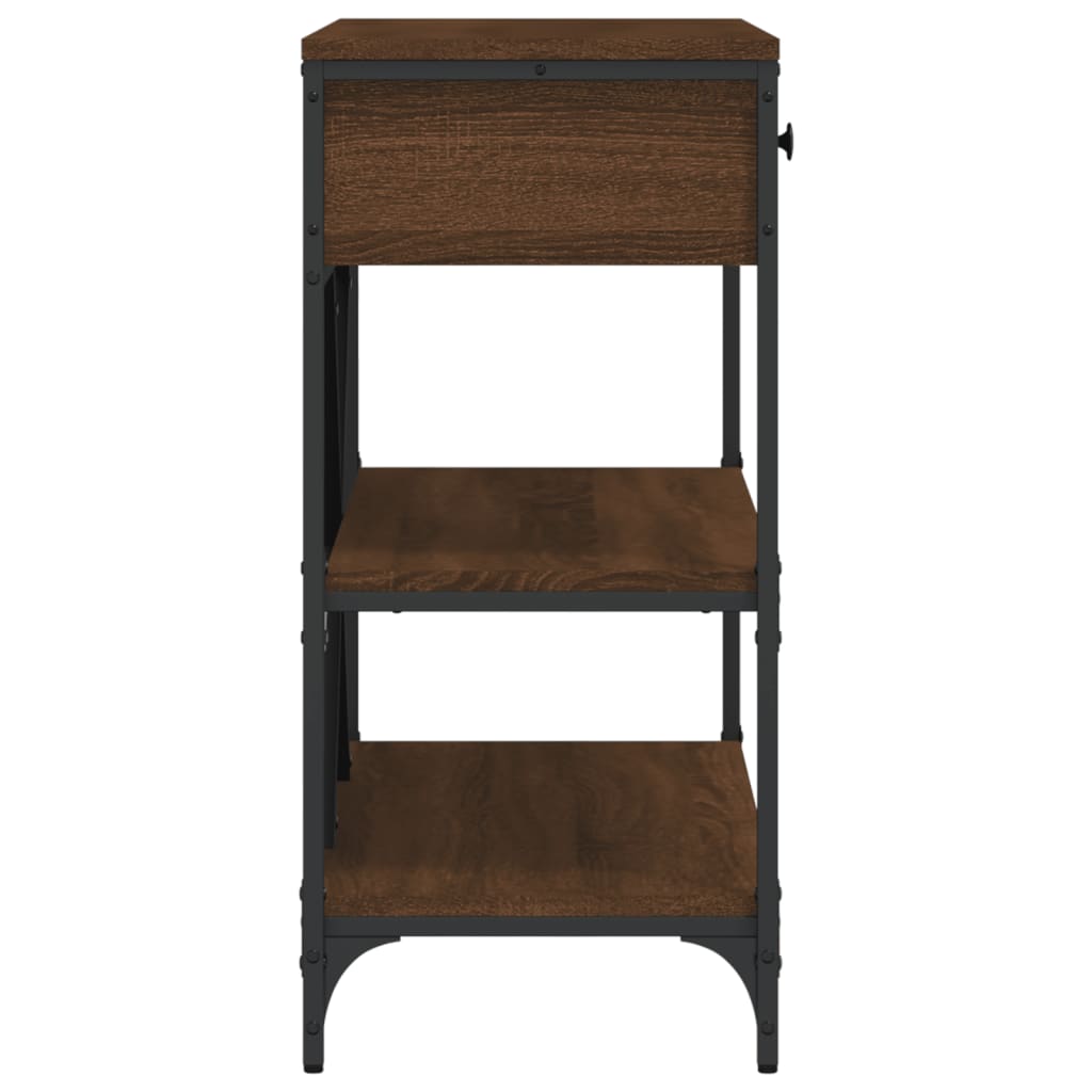 Tavolino Consolle Cassetti e Ripiani Rovere Marrone Multistrato - homemem39