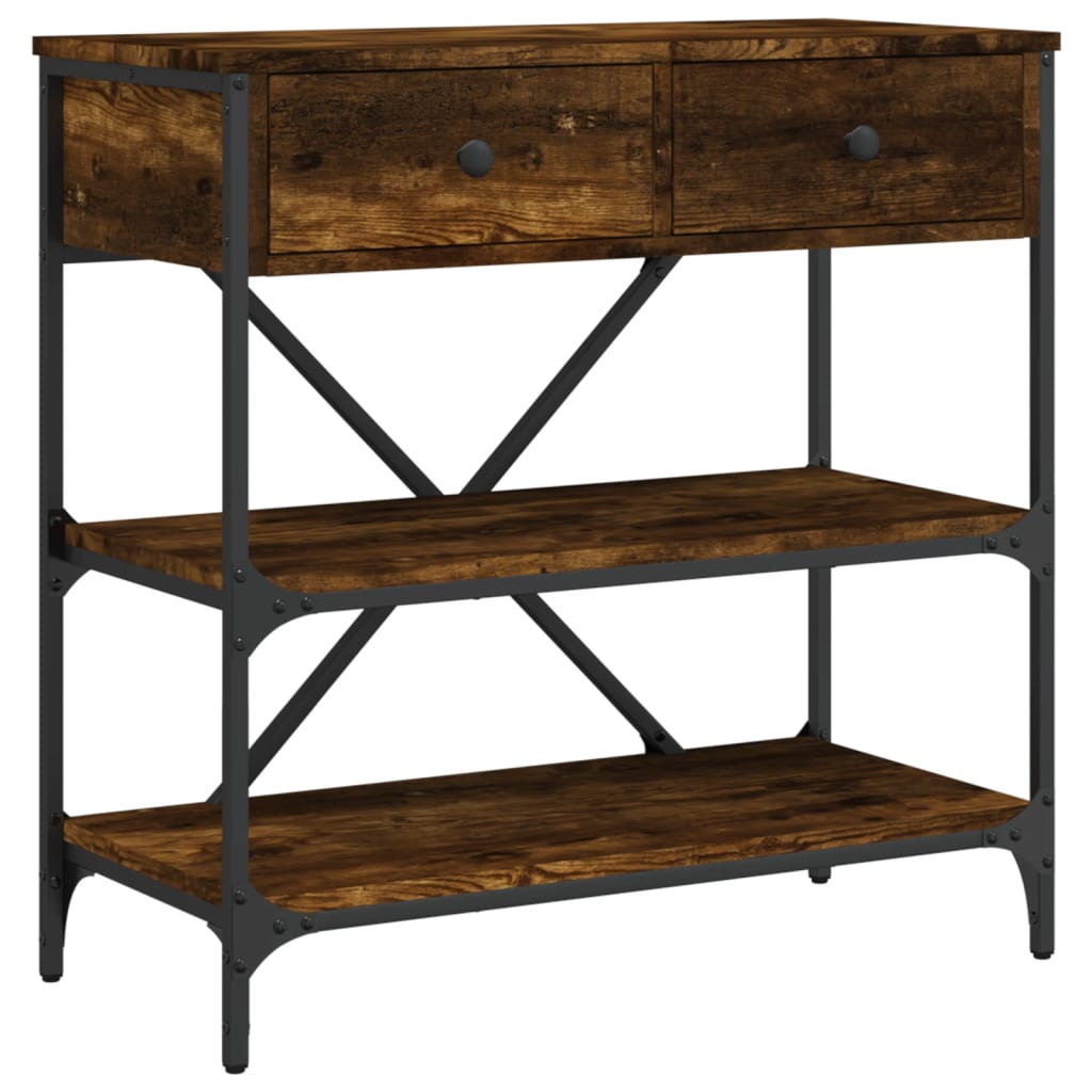 Tavolino Consolle Rovere Fumo 75x34,5x75cm Legno Multistrato - homemem39
