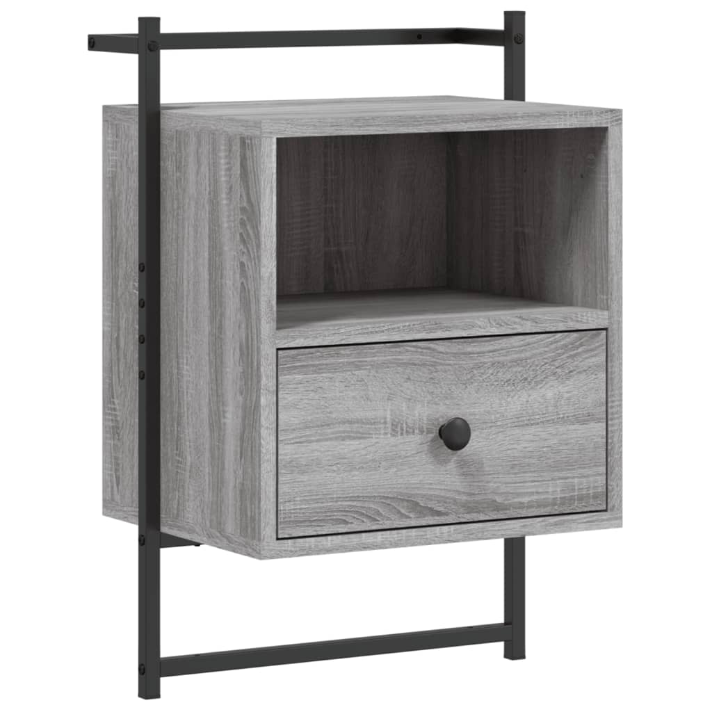 Comodino a Muro Grigio Sonoma 40x30x61 cm Legno Multistrato - homemem39