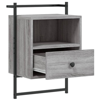 Comodino a Muro Grigio Sonoma 40x30x61 cm Legno Multistrato - homemem39