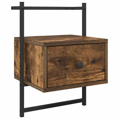Comodino a Muro Rovere Fumo 35x30x51 cm Legno Multistrato