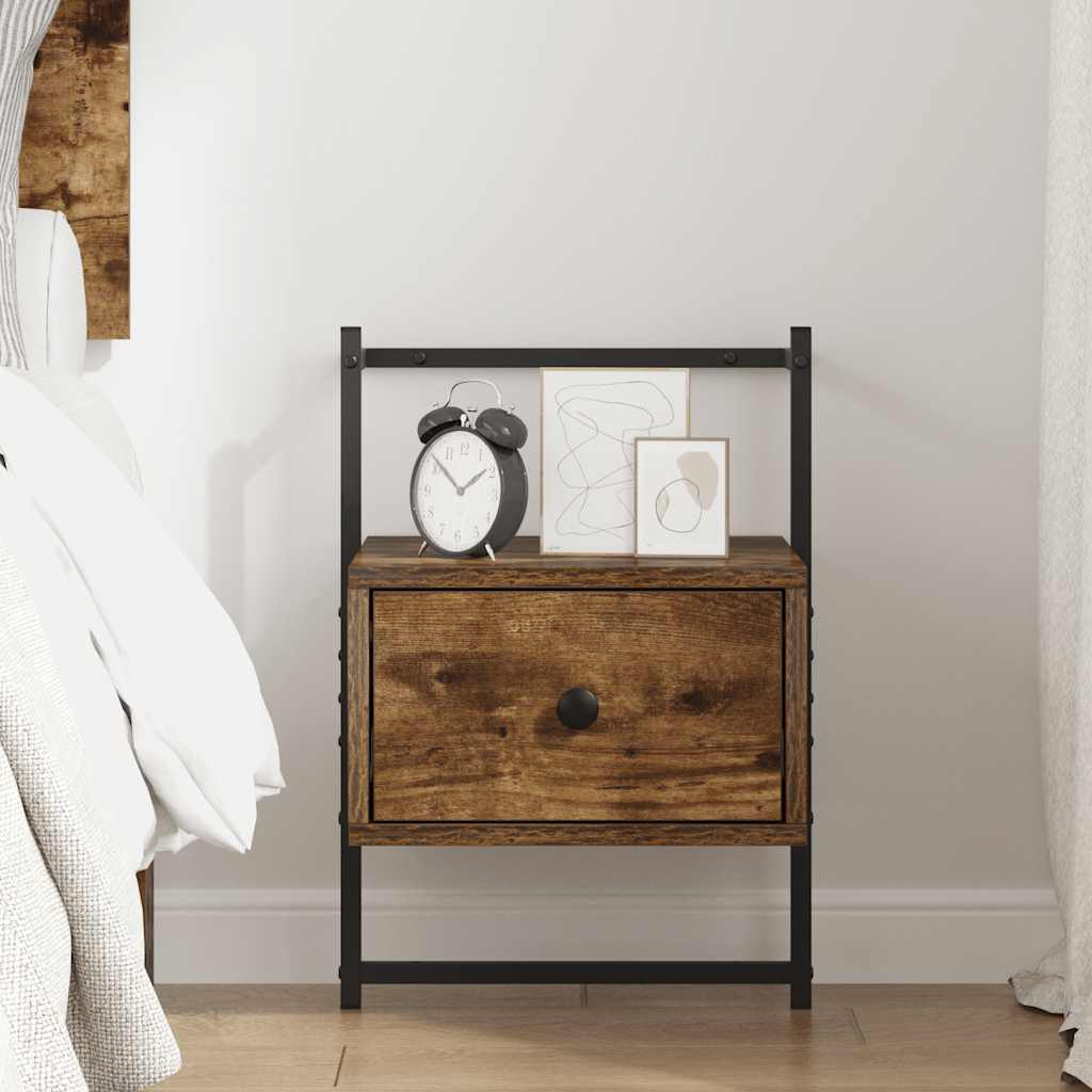 Comodino a Muro Rovere Fumo 35x30x51 cm Legno Multistrato